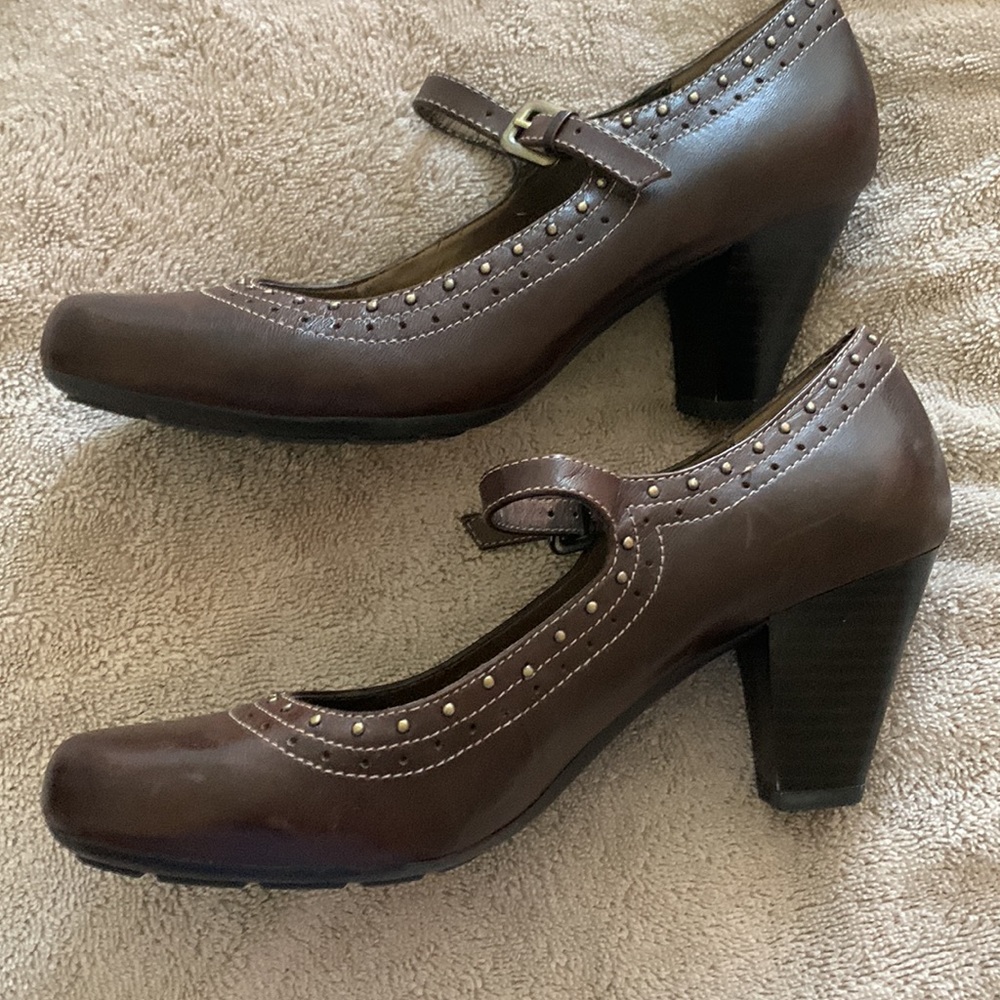 Naturalizer Jatin 90872-9 Brown Leather Mary Jane Heel Pump 6.5M New see photos
